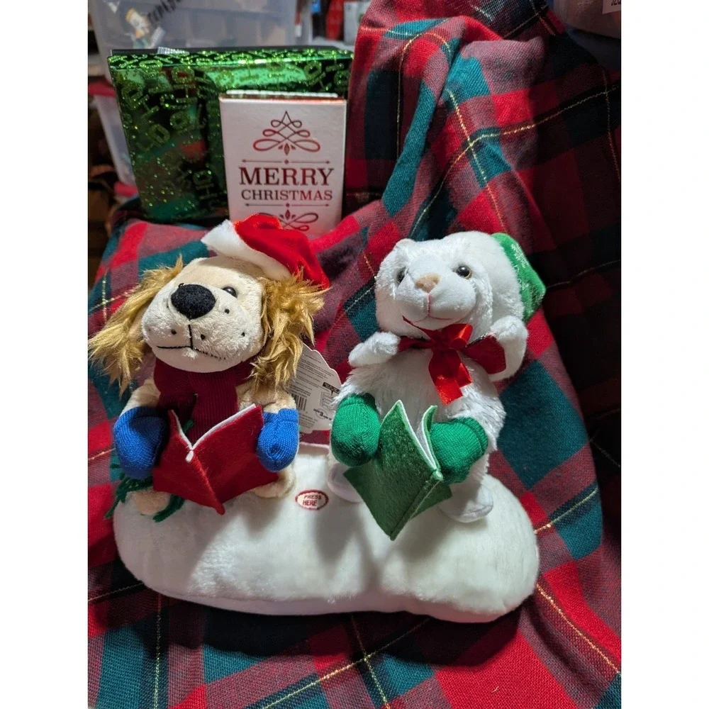 Christmas Singing Snow Pets Animated Musical Plush Dog &‎ Cat